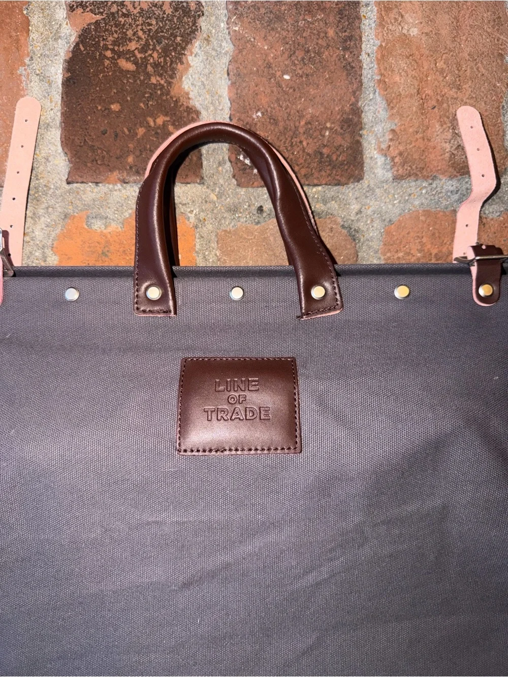 Line of Trade Brown Canvas Travel Duffel with Leather Trim